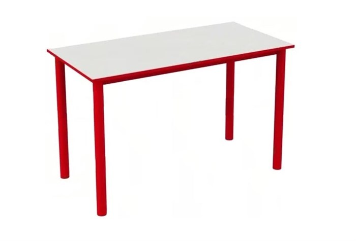 Стол на металлокаркасе прямоугольный (красный, серый)