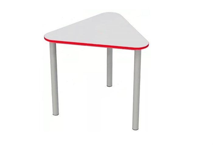Стол на металлокаркасе треугольный (красный, серый)